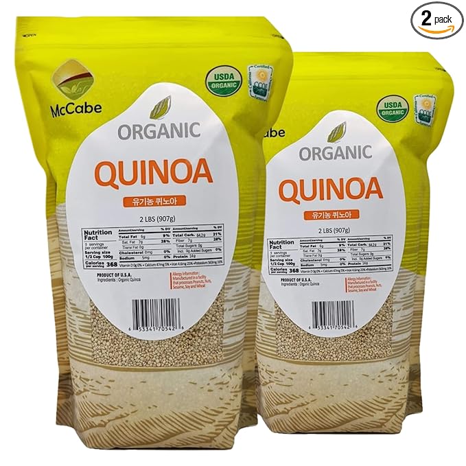McCabe Organic Quinoa - Organic Quinoa Grain | Rich with Fiber & Minerals | USDA and CCOF Certified | Product of USA | 2Lbs (Pack of 2)