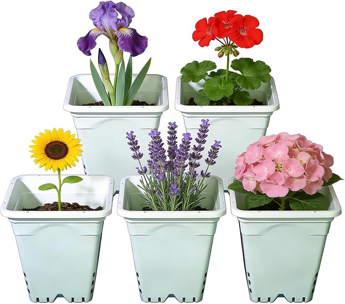 Gyfofix HG7X7SW 7"x7" Square White Pot, 9" Tall Pack of 5
