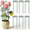 QwayHome 6Pack Peony Cages and Supports, 33'' H x 13''D Grow Through Plants Support, Adjustable High, Heavy Duty, Rust-Resistant, Round Plant Support Ring for Rose Tomato Strawberry Indoor Outdoor