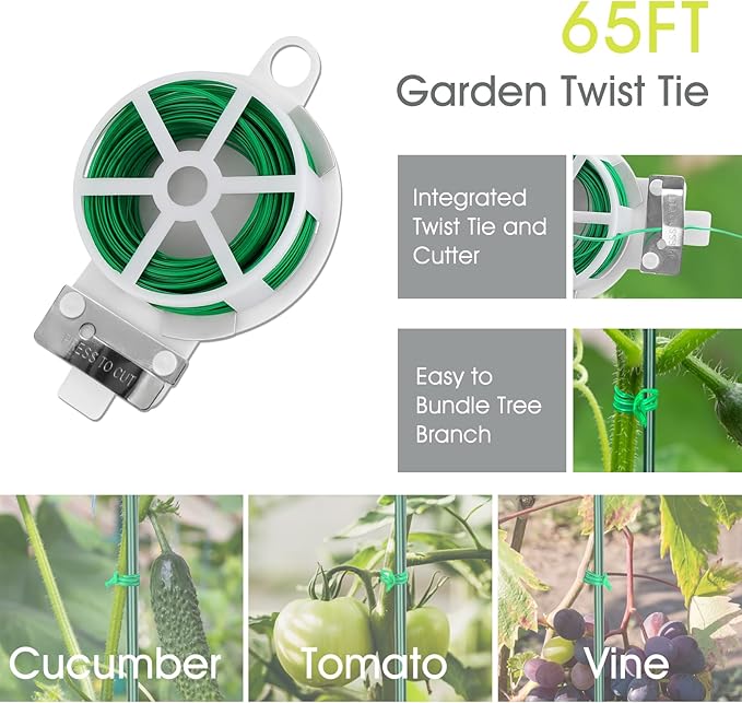 Cucumber Trellis for Raised Bed, Rifny 16.5 x 40 Inch Metal Trellis for Climbing Plants Outdoor with Plant Clips Twist Ties, Garden Plant A-Frame Trellis for Vegetable Pea Tomato (Green, 2 PCS)