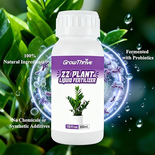ZZ Plant Liquid Fertilizer – Organic Probiotic Plant Food for ZZ Plants, 10 oz Concentrate (Makes 120L) – Promotes Lush Growth, Greener Leaves & Stronger Roots – Natural, Non-Chemical Formula
