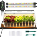 Large Seed Starter Tray with Grow Light and Thermostat Controller Heat Mat, 10"x 20.75" Heat Mats for Plant Growing，68-113°F Adjustable，Color Change Grow Lights，Germination Trays Kits