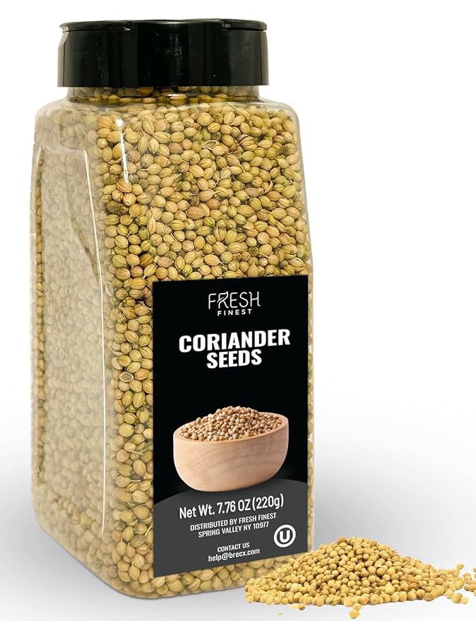Fresh Finest Coriander Seeds Whole - Kosher, Natural and Freshly Packed spices Best for Cooking and Food Flavoring 7.76oz (220g)