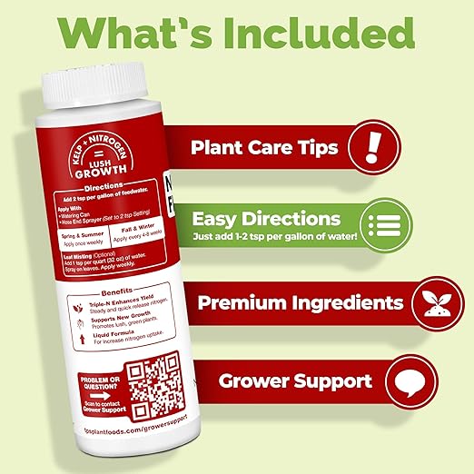 TPS NUTRIENTS Nitrogen for Plants, Tri-Source N Nitrogen for Lush Green Growth, Liquid Plant Fertilizer 8 oz (250mL), SUPPNITRO8OZ