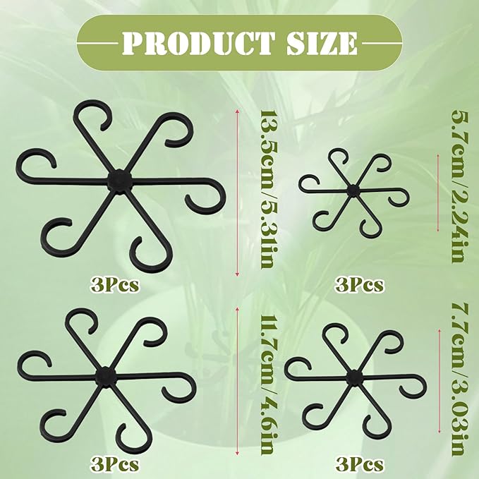 12Pcs Plant Stem Supports, Reusable Plastic Plant Accessories Indoor, Monstera Plant Support for Climbing Houseplants, Stakes Trellis Stem Hook Growth Tools for Neat Garden Arrangement(Black)