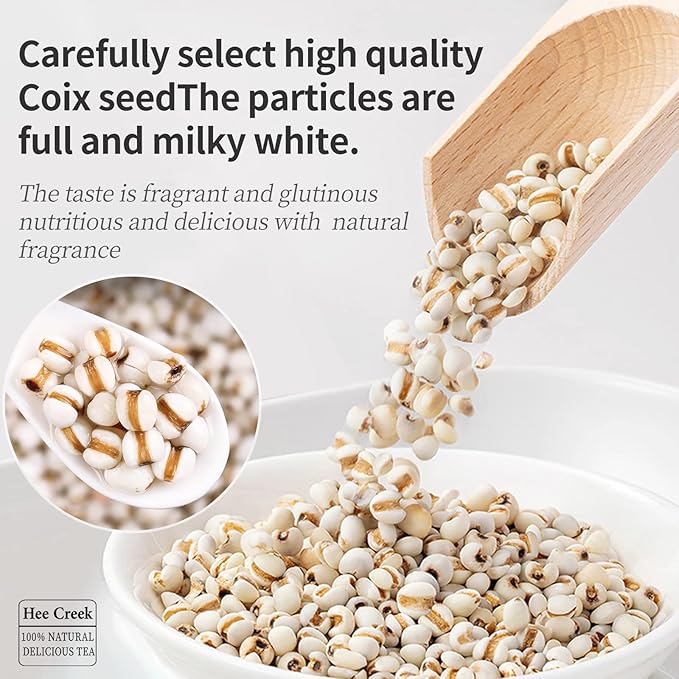 Hee Creek Job‘s Tears Coix Seed 18oz/500g Asian Pearl Barley Jobs Tears Loose Herbs Natural Health Grain Gluten-Free No Addition 薏米 薏仁米 薏苡仁