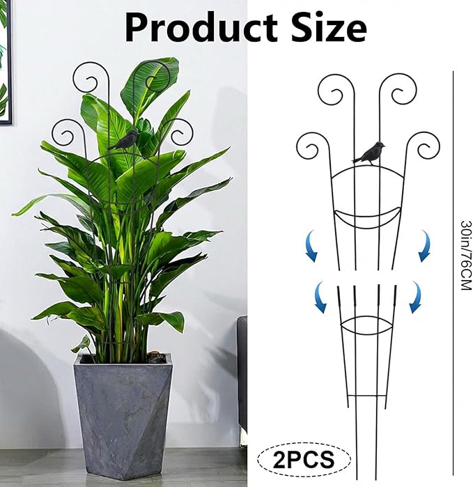 2 Pack Trellis for Climbing Plants Indoor, 30In Monstera Plant Support Structures, Plant Trellis for Potted Plants Stakes, Metal Climbing Support Outdoor for Ivy Pothos Monstera Hoya Flower Vine,Bird