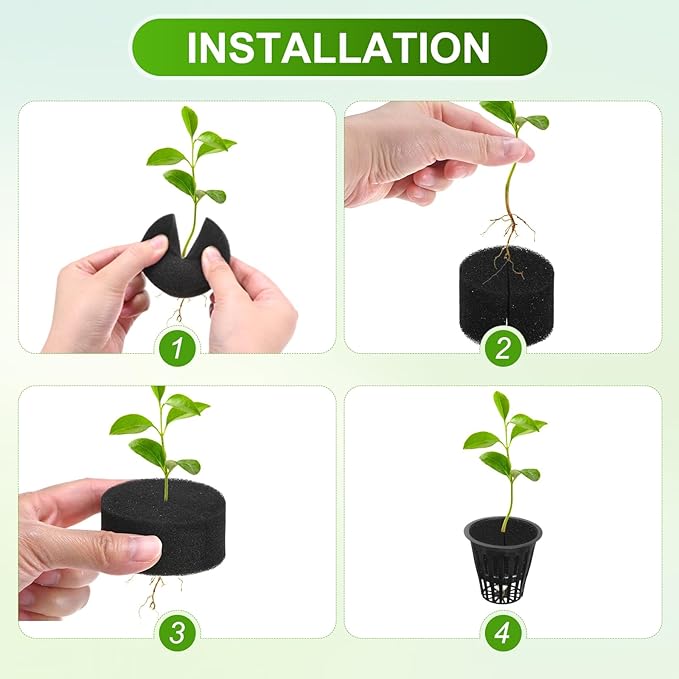 30-Pack Hydroponics Sponges, 1.97 Inch Growing Media Cylindrical Sponges for Planting Gardening Tool/Grow Seedlings/Home Vegetable Flower, Soilless Cultivation Seedling [Black]