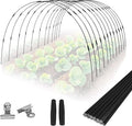 72PCS Garden Hoops Grow Tunnel Kit - 8FT Rust-Free Fiberglass Arches with Plastics Coating (12 Sets) for Raised Beds, Plant Support, Shade Cloth Net, Insect Netting & Row Cover Protection