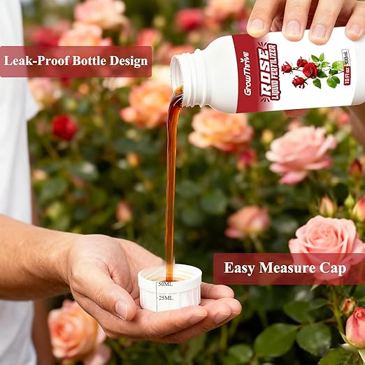 Rose Liquid Fertilizer 10 oz – Organic Rose Plant Food with Probiotics, Natural Flower Fertilizer for Bigger Blooms, Greener Leaves & Healthy Roots – Concentrated 1:400 Formula