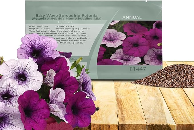 Outsidepride Plumb Pudding Mix Easy Wave Petunia Seeds - 15 Pcs. Annual, Compact & Spreading Flower Seeds for Planting Low Growing Vibrant Blooms, Ideal for Garden Beds, Baskets & Container Displays