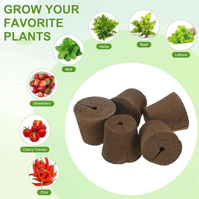 5-Pack Grow Sponges, 3.1x2.4x2.8 Inch Replacement Root Growth Sponges Seed Pods for Plant Rooting/Seed Germination/Hydroponic Gardens System Supplies, Starter Plug for Seeds