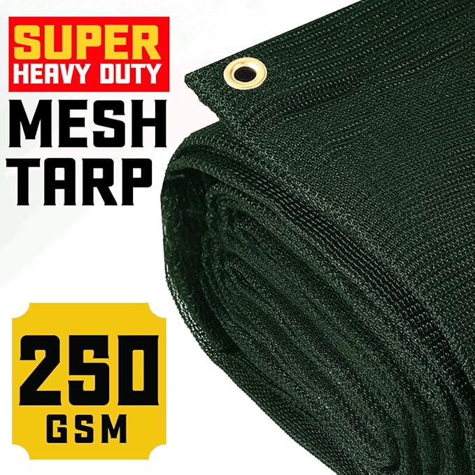 Core Tarps 60% Green Shade Cloth with Grommets - 4 X 15 FT Heavy Duty Mesh Tarp - Sun Shade Cloth for Garden Vegetables Plants Greenhouse Outdoors Backyard Fences Dump Trucks Patio Mesh Shade Tarp