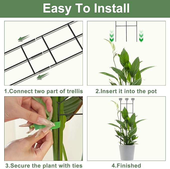 32in Large Indoor Plant Trellis for Climbing Plants, Expandable Metal Garden Trellis for Potted Plants, Tall Plant Supports for Ivy Pothos Hoya Monstera, 2p