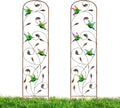 LEWIS&WAYNE 2 Pack Metal Garden Trellis with Colorful Hummingbird 60 Inch High Outdoor Decoration Arched Fence Trellis for Climbing Plants for Patio, Lawn, Yard, Backyard, Wall Brackets