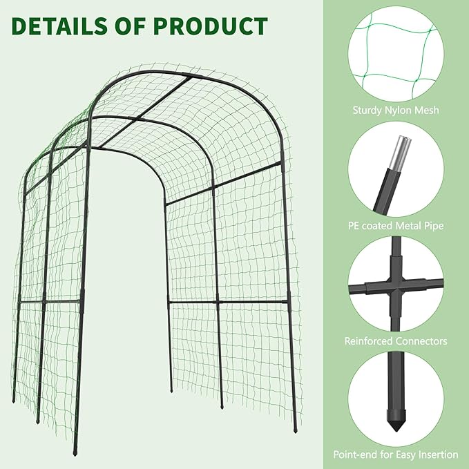 Tall Garden Arch Trellis for Climbing Plants, 83in Tall Metal Plant Support Trellis Archway for Climbing Plant Vegetables Cucumber, Outdoor Yard Lawn Garden Arch Tunnel Trellis