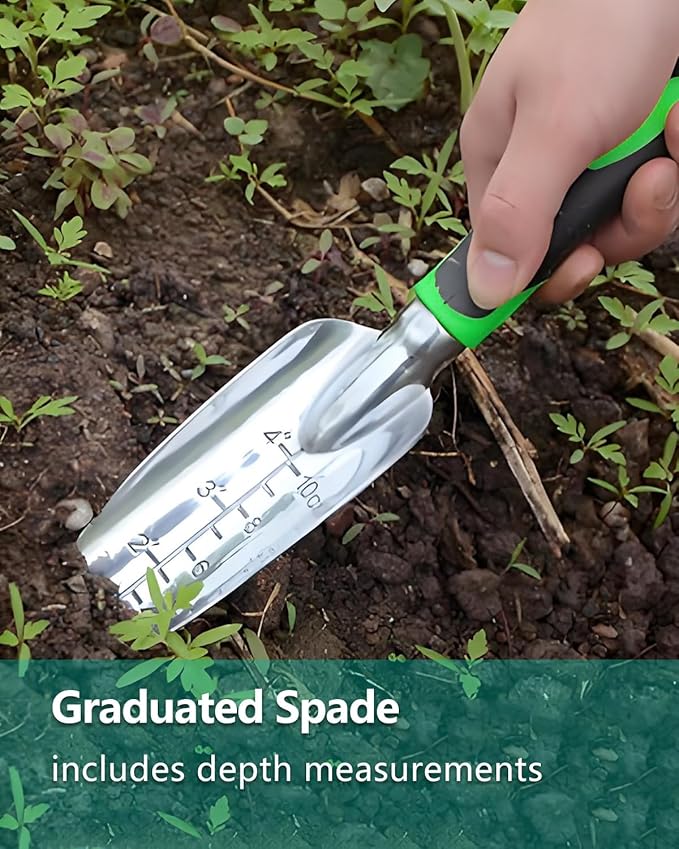Garden Tools, Heavy Duty Cast-Aluminum Garden Tool Set with Hand Trowel, Transplant Trowel, Cultivator Rake, Soft Rubber Ergonomic Non-Slip Handle, Gardening for Home Gardeners (Basic Set (3 PCS))