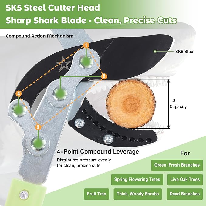 Extendable Loopers for Tree Trimming, 24-42'' Heavy Duty Thick Branches Cutter Lopping Shears with SK5 Steel Blade, Pruning Shear with 1.8” Cut Capacity, Loppers with Compound Action for Gardening