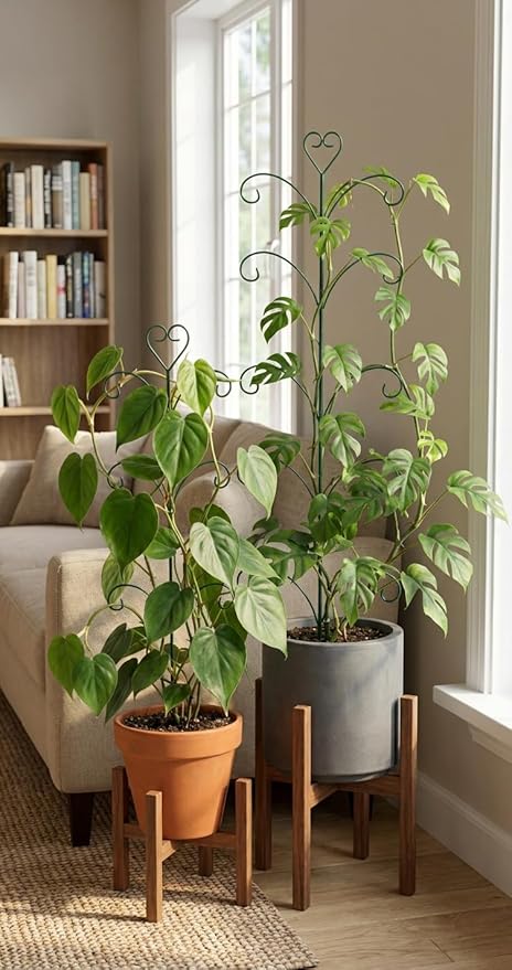 2 Pack Monstera Plant Support, 31” & 46” Adjustable Steel Plant Stakes for Indoor & Outdoor Use, Garden Plant Support for Climbing Potted Plants