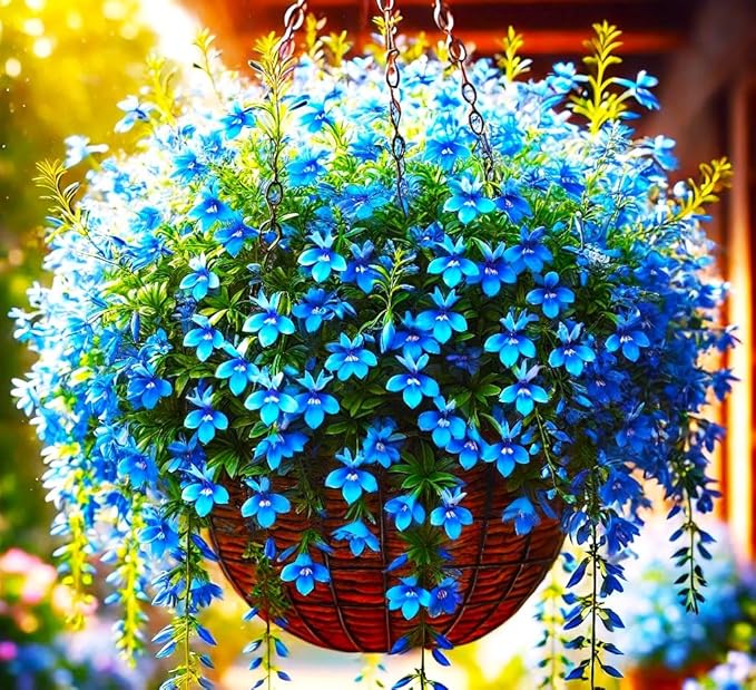 Seeds Lobelia Blue Cascade 1000+ Seeds for Planting Flowers Groundcover Trailing Flower