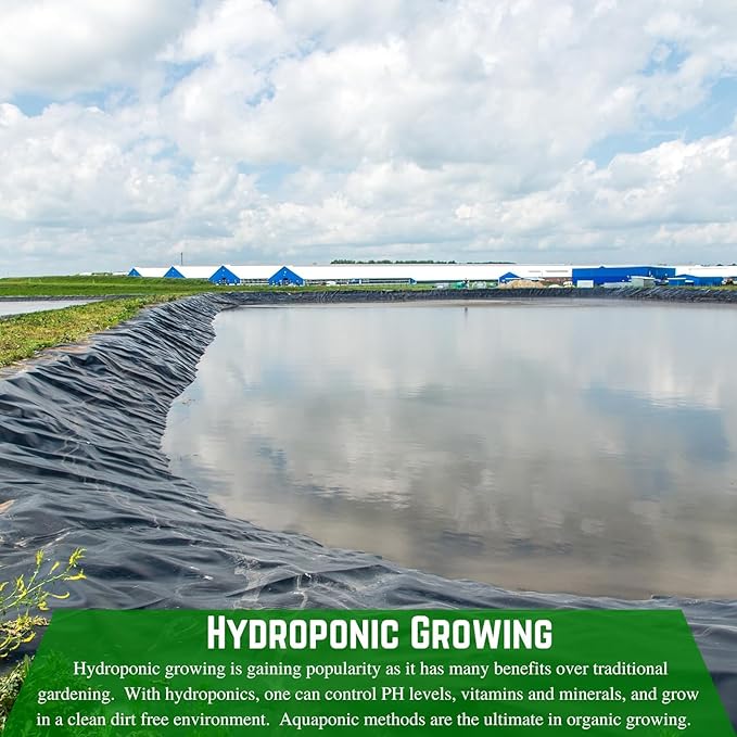 Farm Plastic Supply Hydroponics 6 mil Black Plastic Sheeting - Hydroponic Growing Kit, Hydroponic Liner, Hydroponics, Hydroponic Growing, Pond Liner, Black Plastic Sheeting (20' x 10')