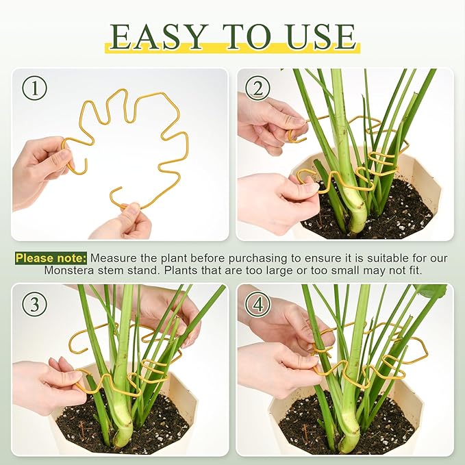 5PCS Monstera Plant Support, Metal Plant Supports Plant Stem Holder Durable Sturdy Plant Stabilizer for Indoor Plants Climbing Plants Outdoor Moss Pole Thriving Growth (Gold)