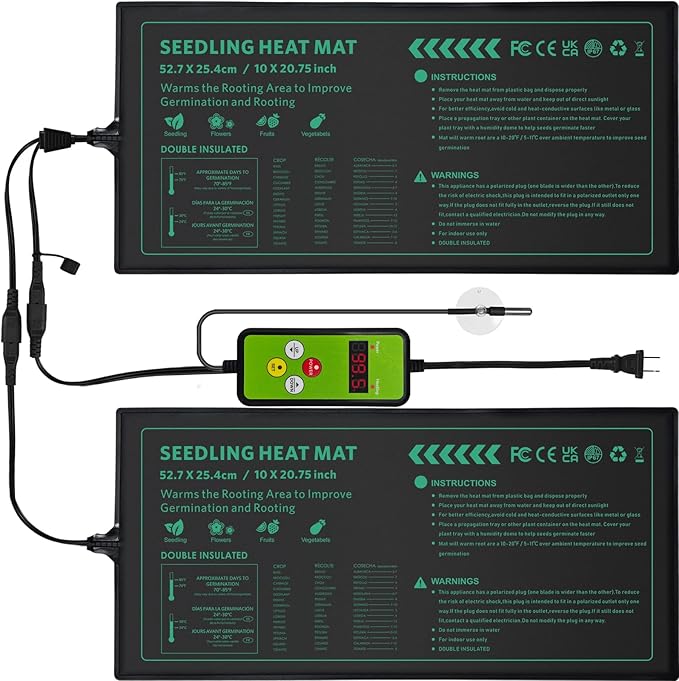 Seedling Heat Mat with Temperature Control Durable Waterproof Plant Heating Pad 10"x 20.75" for Germination, Indoor Gardening, Greenhouse