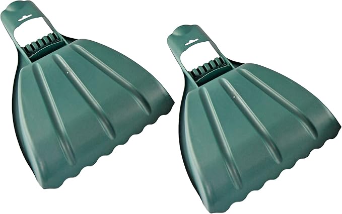 Home-X Leaf Collector Hand Scoop Set, Leaf Collector Shovels with Handles for Garden and Yard Landscaping, Gardening Hand Tools, Set of 2, 21" L x 14" W x 2" H, Green
