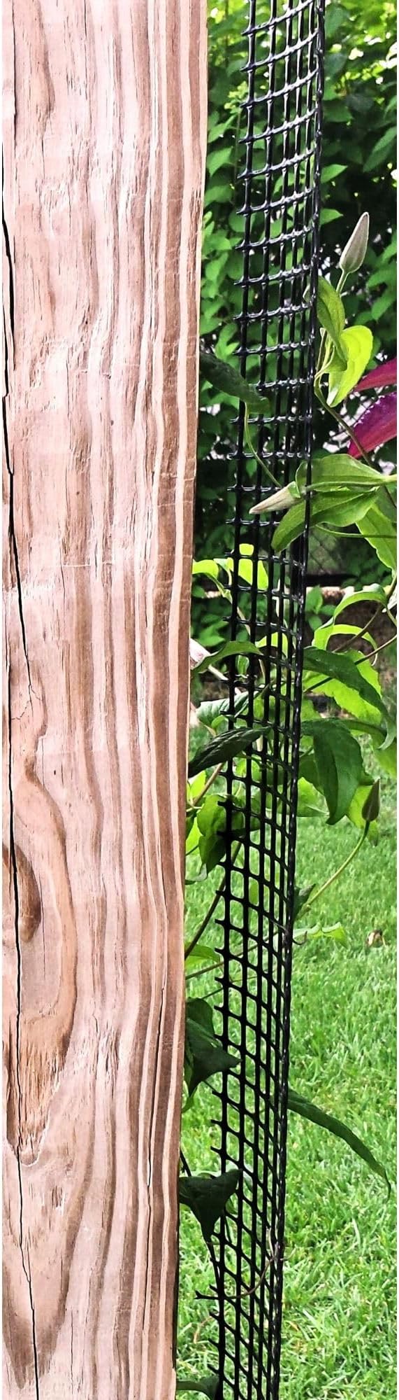 Deck Post Trellis for Posts and Columns, 108 in x 4 in Narrow Climbing Plant Support, HDPE Mesh Vine Trellis for Clematis and Vines, Scroll Trellis 2-Pack