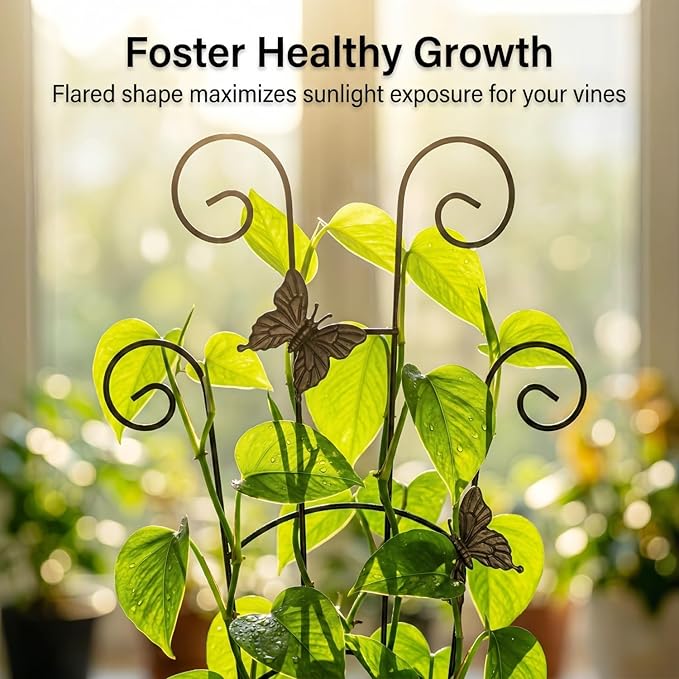 Plant Trellis Indoor Climbing Support - 2-Pack 30" Stackable Metal Garden Trelisses for Potted Monstera Hoya Pothos Vines - Rustproof Outdoor Gardening Gift for Plant Lovers