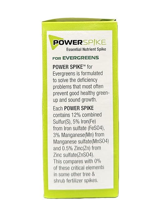Power Spike for EVERGREENS, Fertilizer Spike. Essential Nutrient Spike Fortified with Iron to Feed All Types of evergreens and Address Common Deficiencies (30 Spikes - 9.6 lbs) (30)