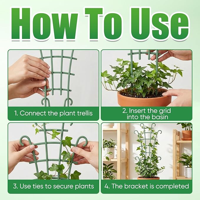 6PCS Indoor Small Trellis,Stackable Plant Trellis for Indoor Climbing Plants,Small Plant Climbing Trellis for Potted Plants Plastic Climbing,Potted Plant Trellis for Houseplants