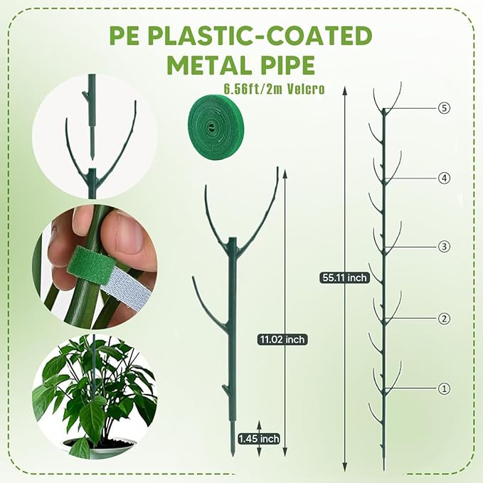Stackable Monstera Plant Support, Garden Plant Support Stakes for Indoor Outdoor Plants, Climbing Plant Support Structures Plant Holder Stick Moss Pole for Support Tall Potted Plants (5, Green)