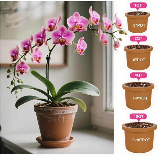 Orchid Potting Mix with Orchid Bark 4QT - New Upgraded Formula for Superior Drainage & Breathability | Premium Soil for Healthy Roots