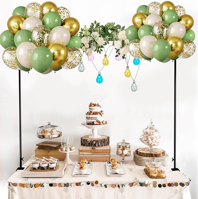 Over The Table Rod Stand with Clamps Adjustable 31"-110'' Length 31"-64" Height Table Balloon Arch Stand with Storage Bag Metal Decorating Rod for Table Hanging