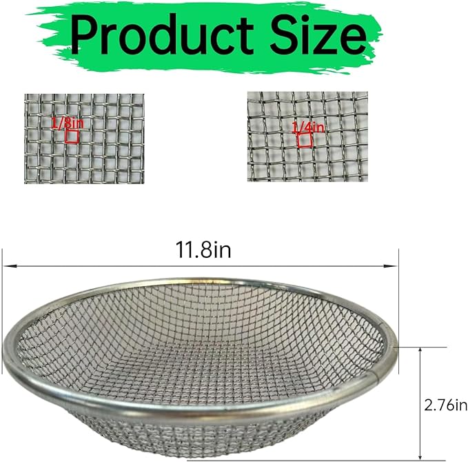 2PCS Soil Sifter for Gardening,Compost Sifter for 5 Gallon,Sieve for Compost,Sand,Gravel,Rock Sifter,Captures Dirt Sawdust,Soil Screening for Landscaping,Construction(1/4'',1/8''Mesh Screen)