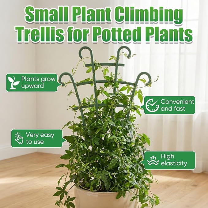 6Pcs Trellis for Potted Plants,Plant Support Stakes,Flower Plant Support,Plant Support Structures,Stackable Small Indoor Plant Trellis for Climbing Plants Outdoor