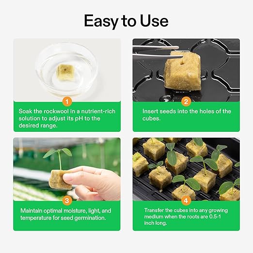 VIVOSUN 1" Rockwool Cubes, 200 Plugs Stonewool Starter Grow Cubes for Cuttings, Cloning, Plant Propagation, Seed Starting, Hydroponic Grow Media for Vigorous Plant Growth