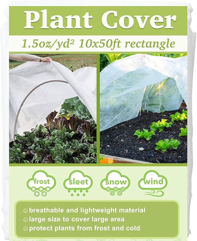 Plant Covers Freeze Protection 10x50ft Floating Row Cover 1.5oz/yd² Plant Covers for Winter Garden Fabric for Cold Sun Protection