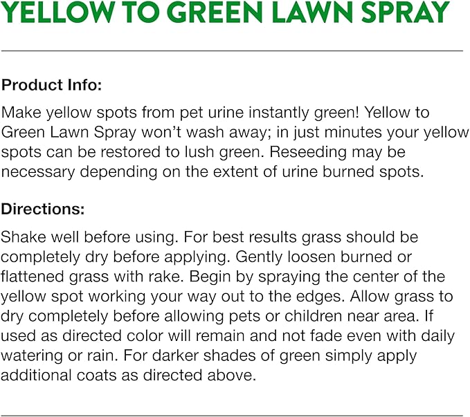 NaturVet Yellow to Green Lawn Pet Spot Remover Spray, 32-Ounce