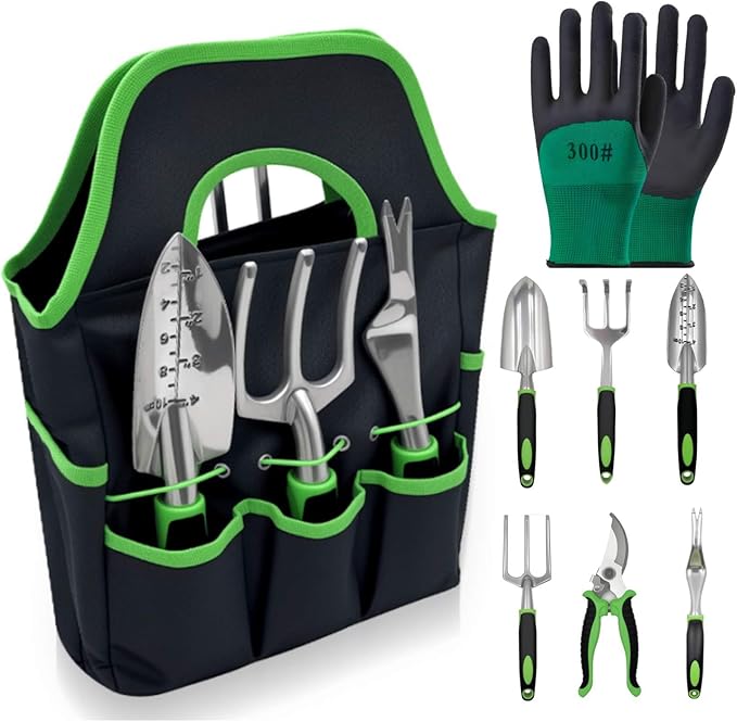 8-piece women's gardening tool set, non-slip heavy-duty hand gardening tools. Suitable for transplanting, digging, pruning, and fertilizing. Perfect for outdoor and indoor potted plants.