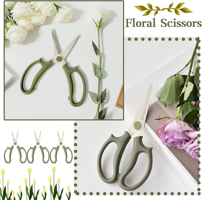 3Pcs Garden Flower Scissor,Floral Scissors Pruning Shears,Stainless Steel Flowers Scissors with Comfortable Grip Handles,Premium Garden Clippers for Flower Arrangement,Gardening Tool