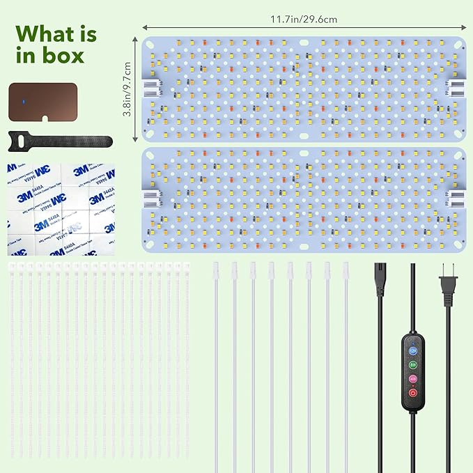 Full Spectrum 384 LEDs Grow Lights, 24W Plant Grow Lights for Indoor Plants with Daisy Chain Function, Sunlike Spectrum,4/8/12/16/20H Timer for Seed Starting(Pack2)