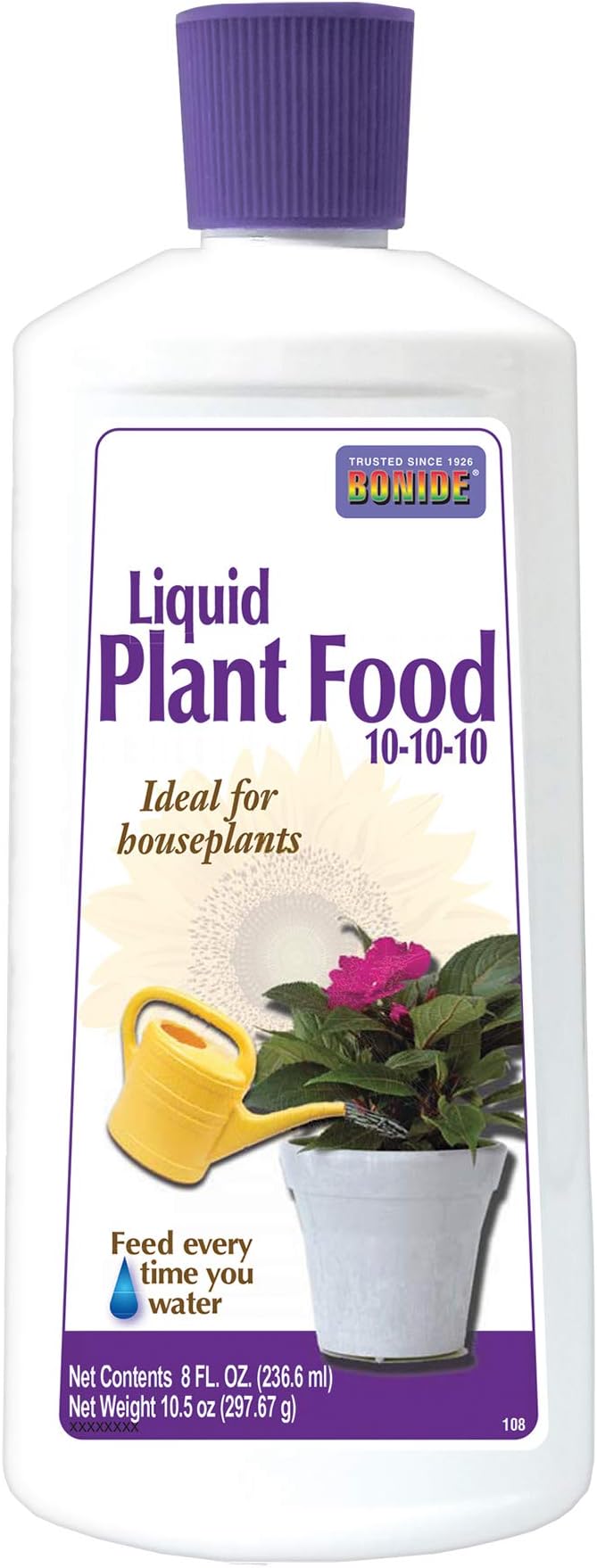 Bonide Houseplant Liquid Plant Food 10-10-10, 8 oz Concentrated Fertilizer for Indoors, Use Every Time You Water