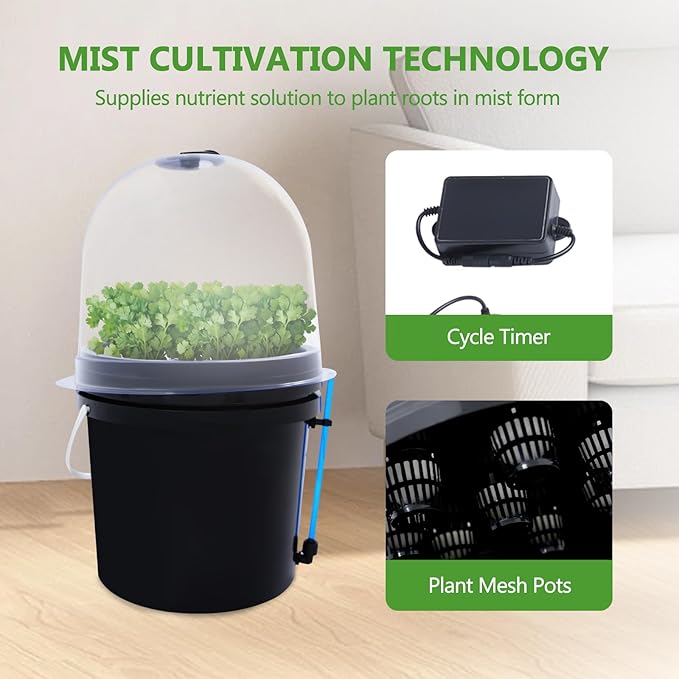 Hydroponics Seedling Cloning System Kit, 8 Holes Cloning System Aeroponic Propagation Kit, Fog Seedling Box, Soilless Hydroponic Equipment for Indoor Outdoor Garden Vegetables