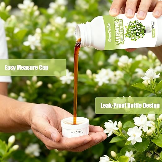 Jasmine Liquid Plant Food 10 oz – Organic Probiotic Liquid Fertilizer for Jasmine Plants, Natural Flower Food Concentrate – Promotes Growth, Green Leaves & White Blooms