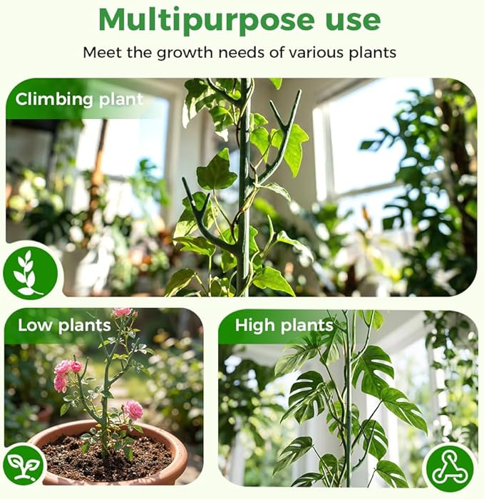 5 Pack Stackable Monstera Plant Support, Garden Plant Stakes for Indoor Outdoor Plants, Climbing Plant Support Structures Moss Pole Monstera Plant Holder Sticks Support Tall Potted Plants (5 Pack)