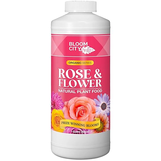 Bloom City Rose & Flower Plant Food – Liquid Fertilizer for More Blooms, Vibrant Color & Healthy Growth, 32 oz