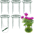 6 Pack Peony Cages and Supports, 11.8" Plant Support Ring with Detachable Extension Rod, Extends to 23.6" H, Heavy Flower Brace Ring Grow Through Plant Support Stakes for Tomato Hydrangea
