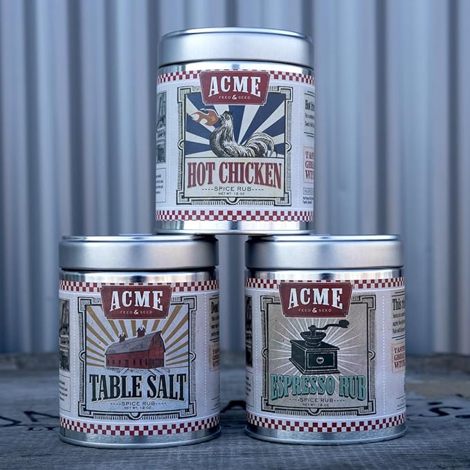 Acme Feed & Seed Nashville Hot Chicken Rub – 12 oz Tin – Authentic Spicy Southern Seasoning Blend – Gourmet Rub for Fried Chicken, Wings, BBQ, Grilling, Smoking & Home Cooking